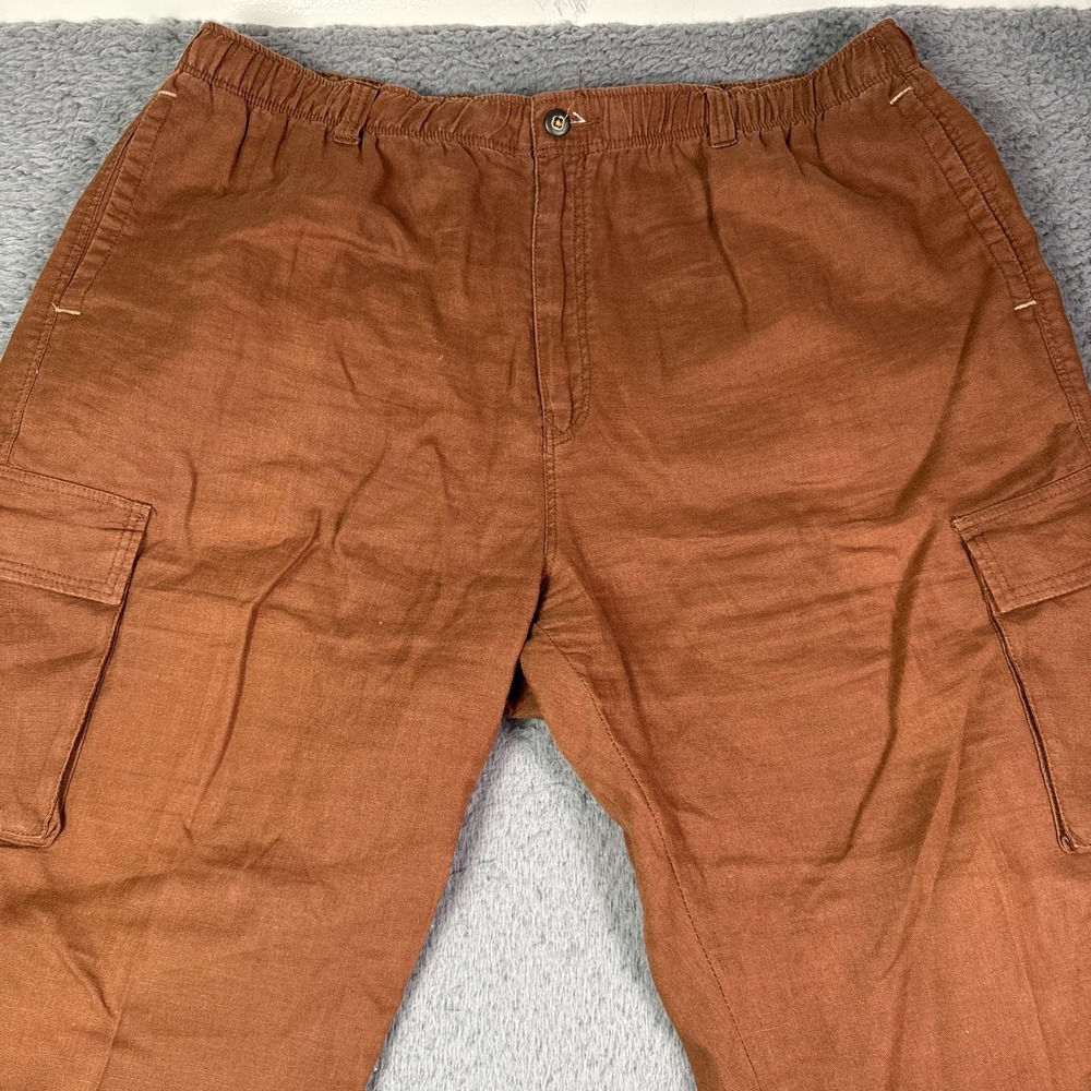 Tommy Bahama 100% Linen Cargo Pants Mens XL Brown Summer Beach Drawstring
